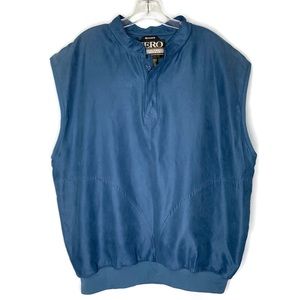 Zero Restriction Men’s Golf Outerwear Blue Microsuede Pullover Lined V-Neck Vest